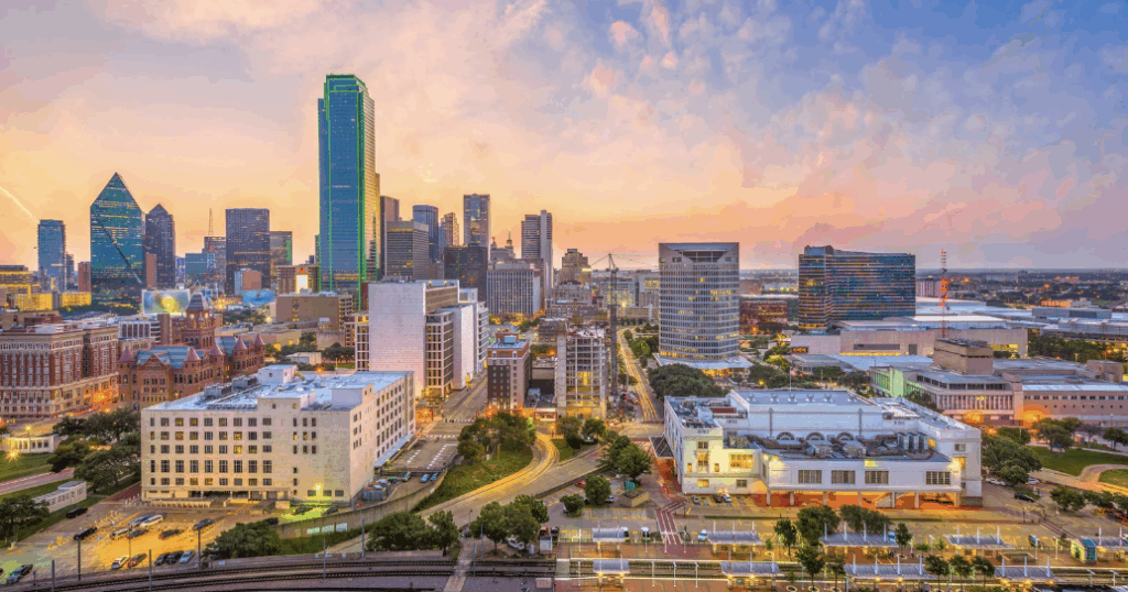 Dallas Cityscape with time lapse of highway