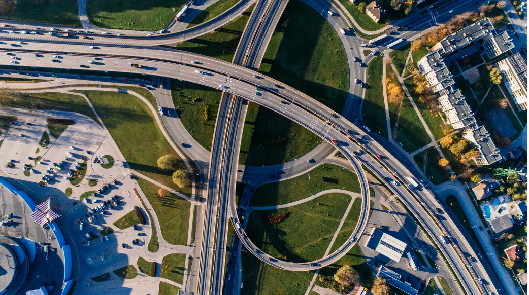 Topdown view of Dallas highway interchange
