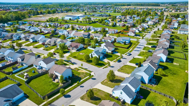 Generic DFW suburb of new construction homes