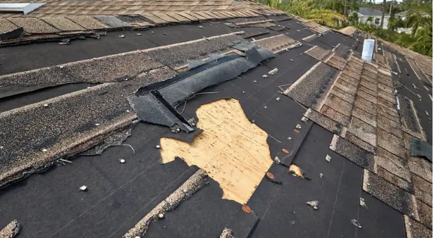 Hail damaged roof currently under repair