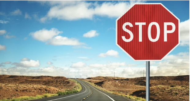 Stop sign on a road