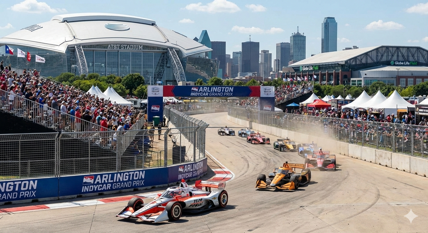The Java House Grand Prix of Arlington will be a temporary street circuit measures 2.73 miles with 14 turns, designed by world-renowned circuit architect Tony Cottman. It runs through the heart of Arlington’s Entertainment District, passing AT&T Stadium, Globe Life Field, and Choctaw Stadium. The 0.9-mile main straightaway — the longest on any IndyCar street or road course — will see cars exceeding 180 mph. The circuit features a split pit lane, a technical horseshoe section near AT&T Stadium, and key overtaking zones at Turns 1, 10, 12, and 14.