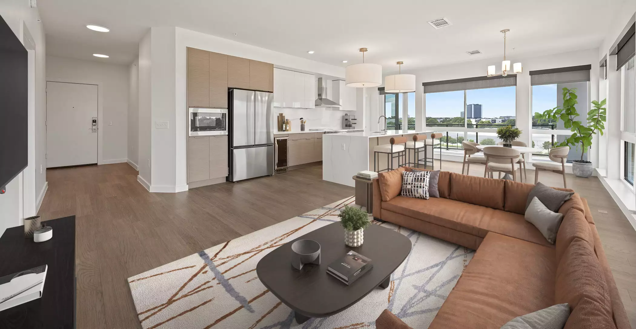 The Penthouse Collection at One Rangers Way is named after four Texas Rangers legends: Iván "Pudge" Rodríguez, Nolan Ryan, Michael Young, and Adrian Beltrè. These top-floor residences feature upgraded finishes throughout.