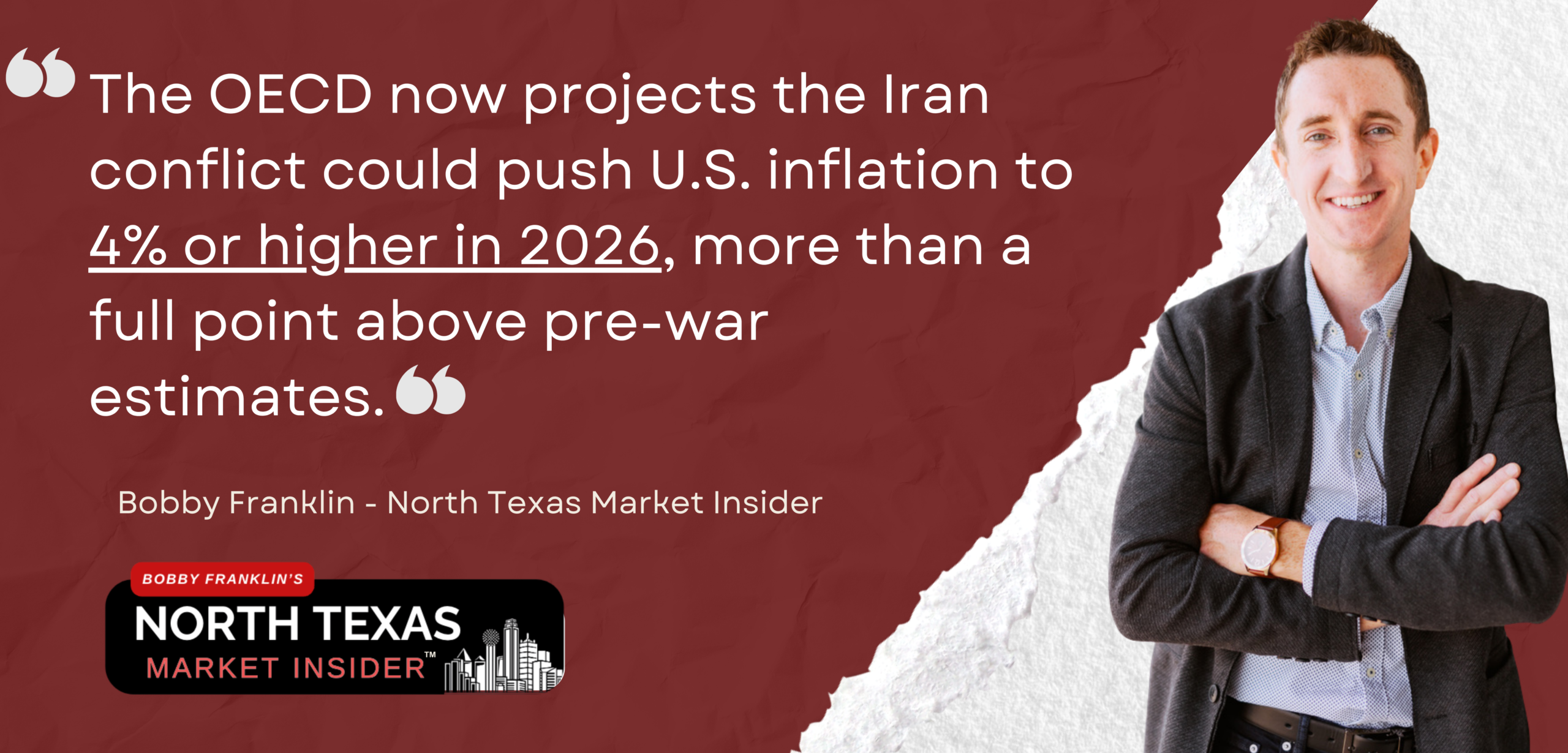 Energy spikes do not stay at the gas pump. Diesel rises, which raises trucking costs across the entire American goods economy. Petrochemical feedstocks get more expensive, dragging up plastics, chemicals, and manufactured goods. Airlines raise fares. Food distribution costs jump. The Producer Price Index and Consumer Price Index both climb. The Fed’s preferred gauge, PCE, gets pulled higher. The OECD now projects the Iran conflict could push U.S. inflation to 4% or higher in 2026, more than a full point above pre-war estimates.