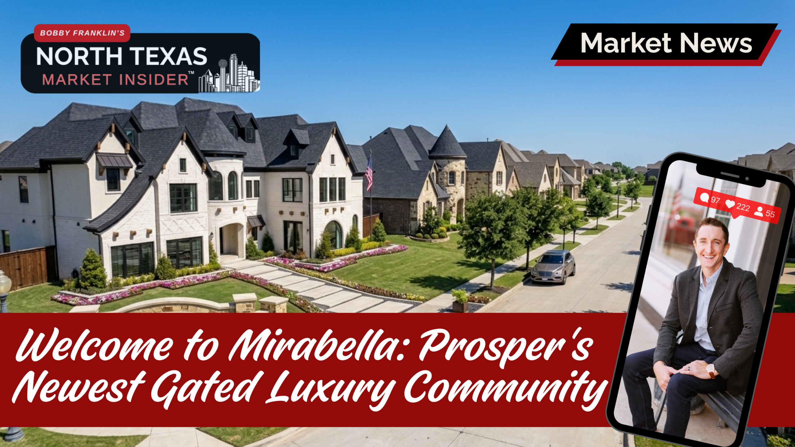 Mirabella is a 190-acre, 290 home, gated luxury residential community in Prosper, TX, developed by the same people behind Windsong Ranch.
