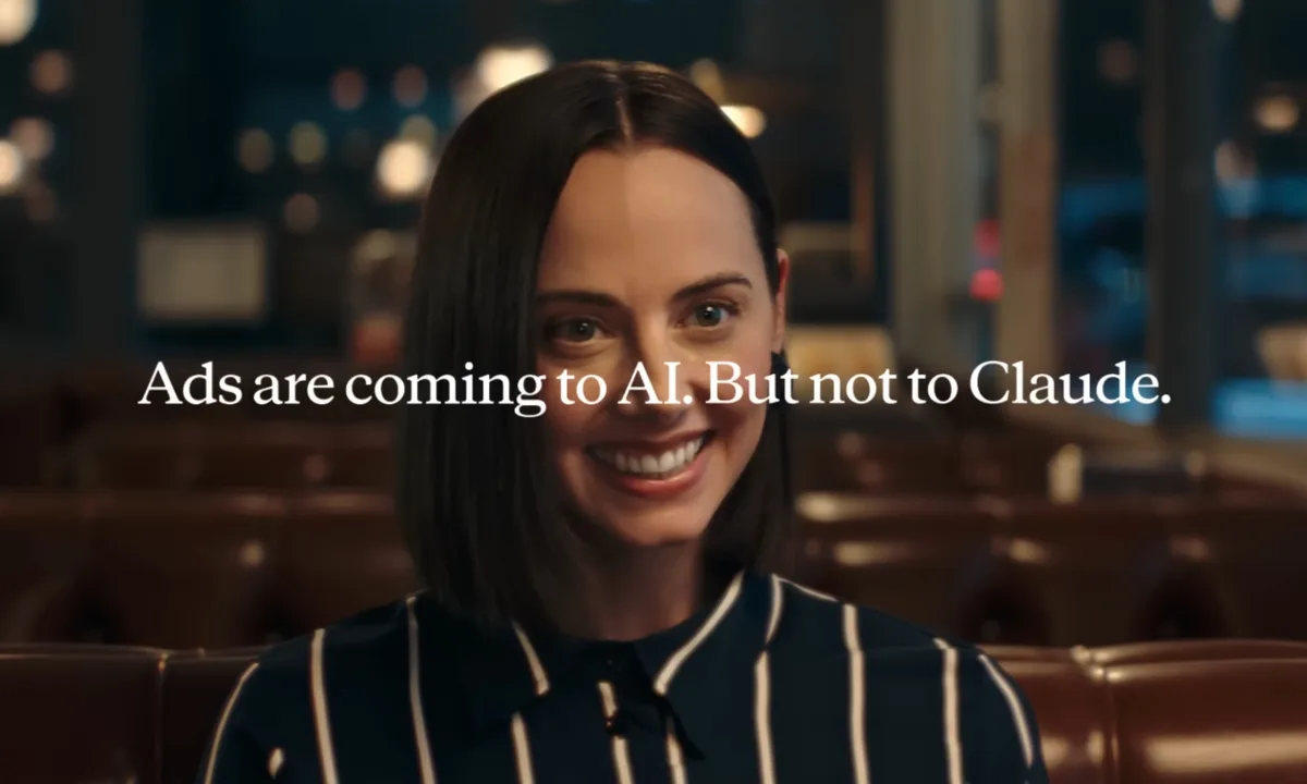 Still image from Anthropic's 2026 Super Bowl Ad