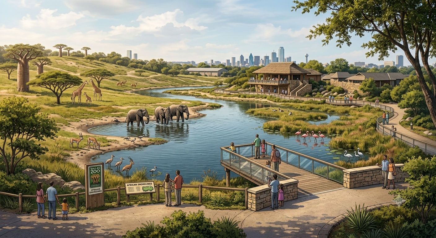 AI rendering of the African Shorelines expansion at the Dallas Zoo