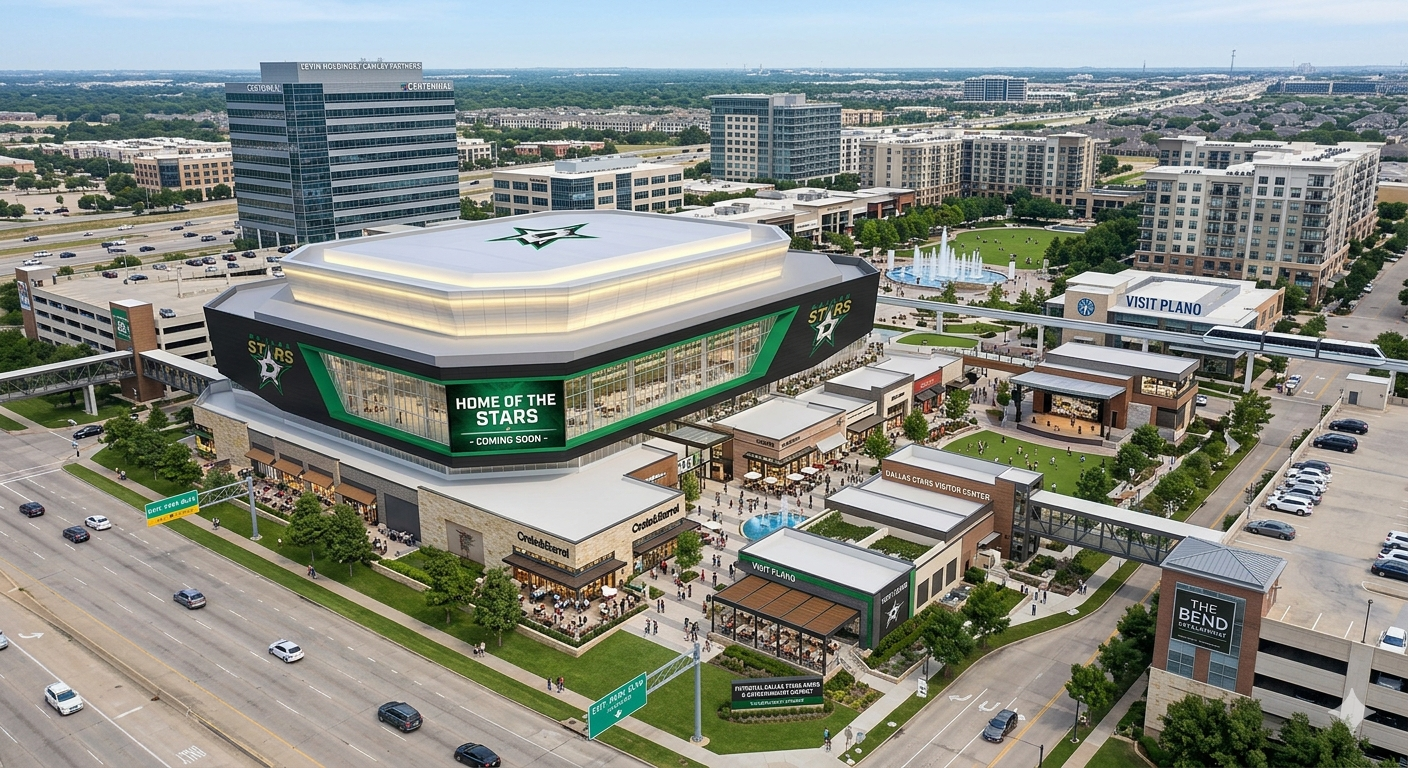 Willow Bend is not an empty parcel waiting for a use, it is a legacy regional mall still sitting on a premium Tollway-corridor location, and that gives it redevelopment leverage that smaller sites can only dream about. The plan in front of council right now pairs the arena with a separate $15 million agreement covering demolition of the old mall space and a new Visit Plano visitor center. The city’s own documents project roughly $2.4 billion in new development value across the zone, advanced alongside partners including Centennial, Levin Holdings, and Cawley Partners. A roughly 20,000-seat building with thousands of new premium and club seats is the revenue engine that makes the whole move worth it for ownership.