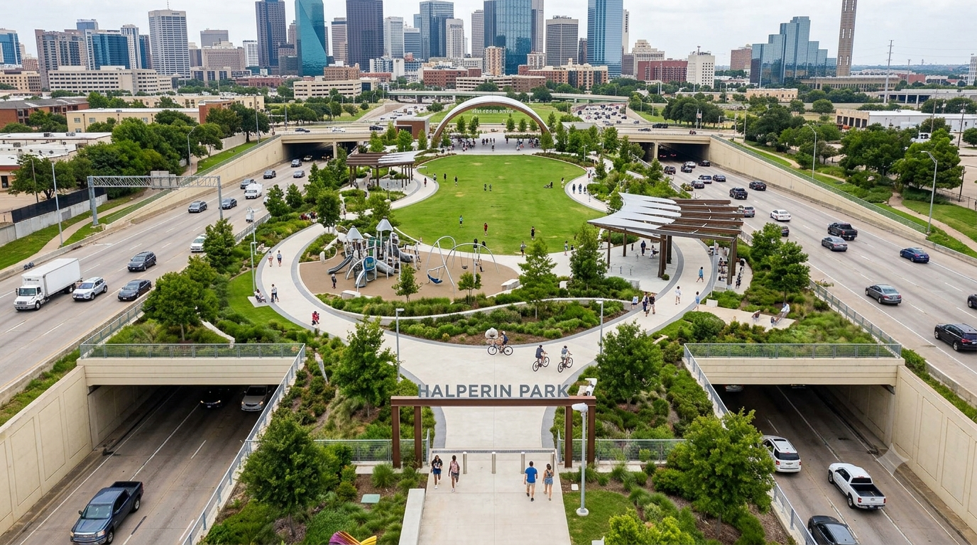 Halperin Park in Dallas Aerial View AI Rendering