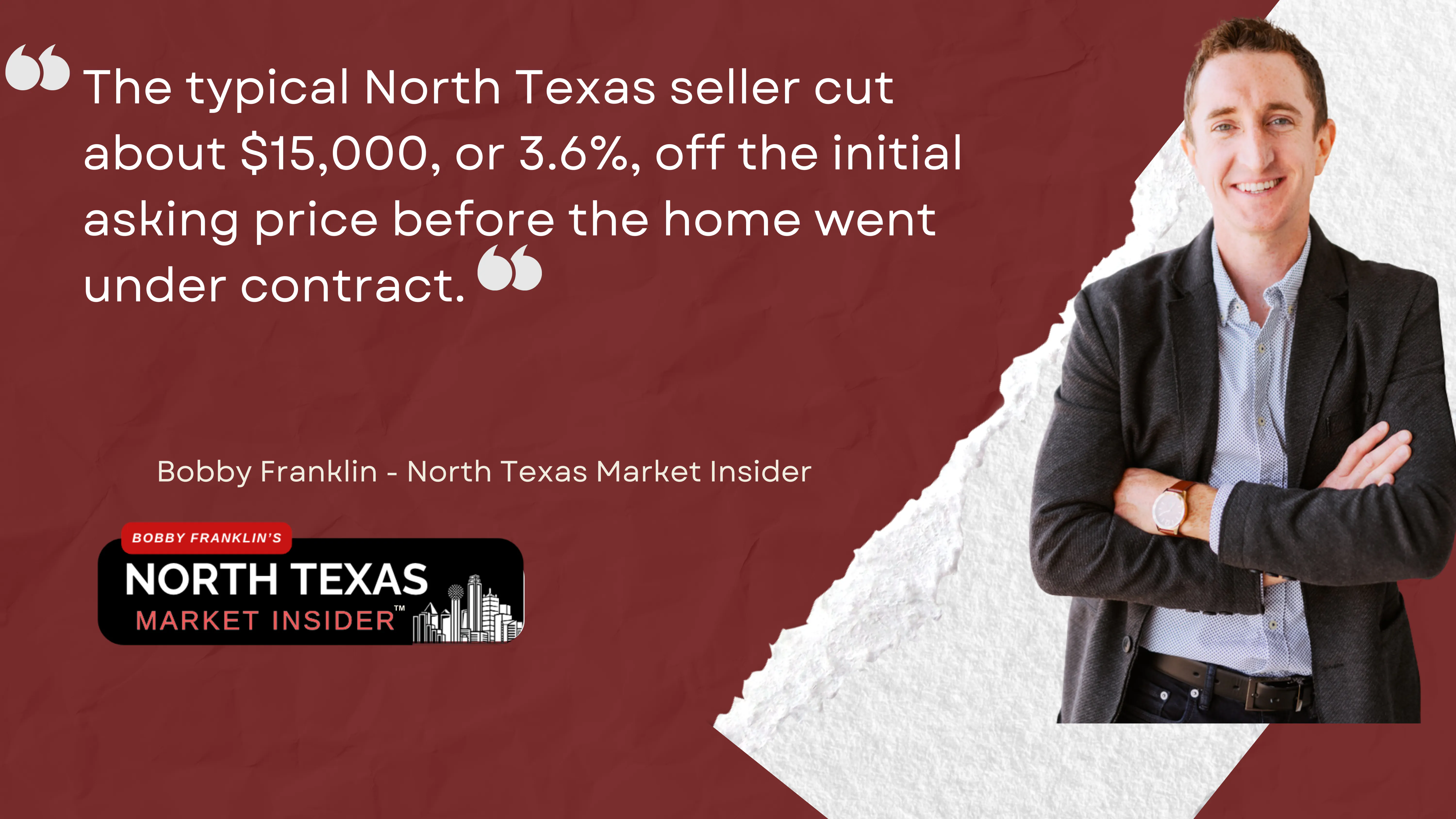 The Texas Real Estate Research Center backed this up in its analysis released May 29. Across the DFW-Arlington market, prices were down a modest 0.8% year over year, the most contained decline of any major Texas metro, while sales climbed 4.7% and active inventory rose 3.4%. The detail that should grab every seller by the collar: the typical North Texas seller cut about $15,000, or 3.6%, off the initial asking price before the home went under contract.
