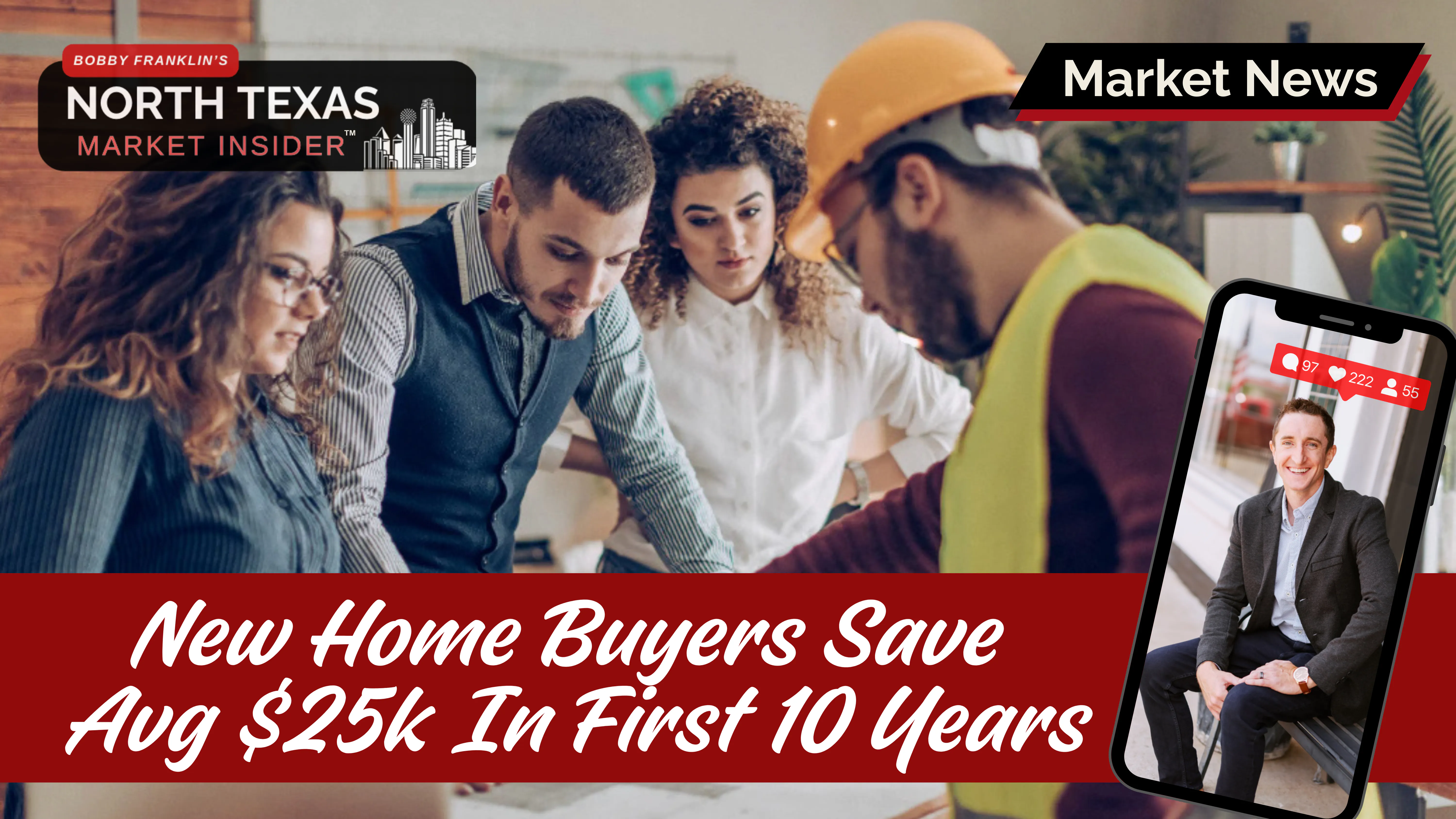Realtor.com’s Total Cost of Ownership report, found the average buyer of a new home saves $25k+ over the first 10 years of ownership compared to the buyer of a 20-year-old home.
