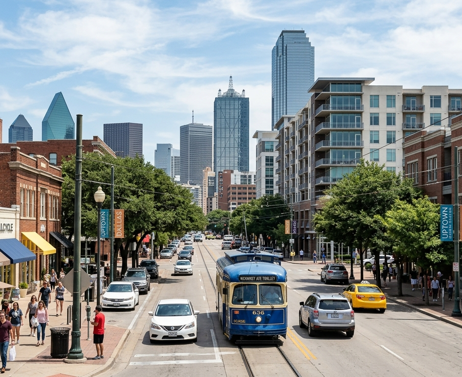 Uptown Dallas - high-rises above the Katy Trail