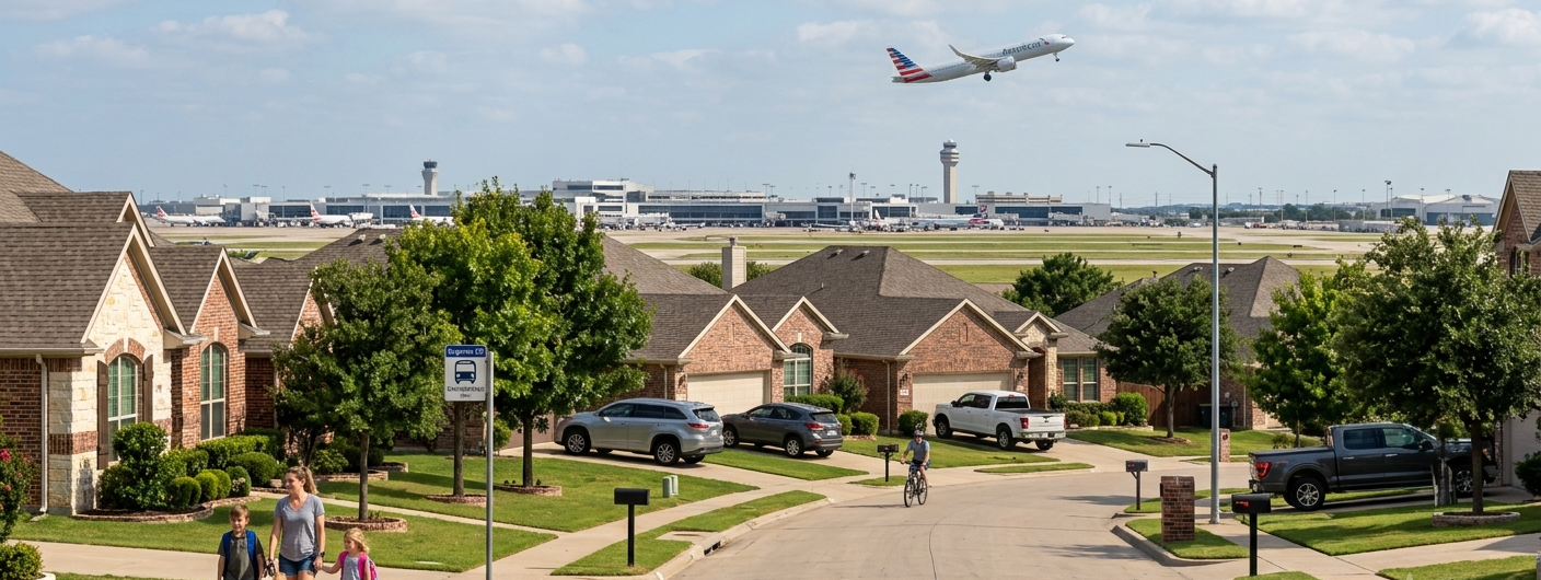 DFW Airport Corridor - the airport and the cities ringing it from above