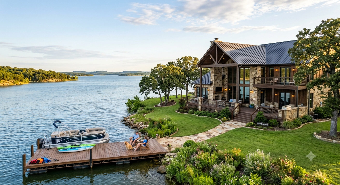 Lake Dallas, Texas - the shoreline and small city center