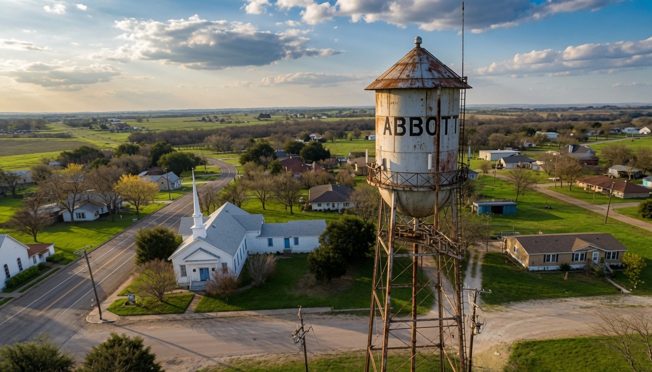 Abbott, Texas - farmland and open sky along I-35