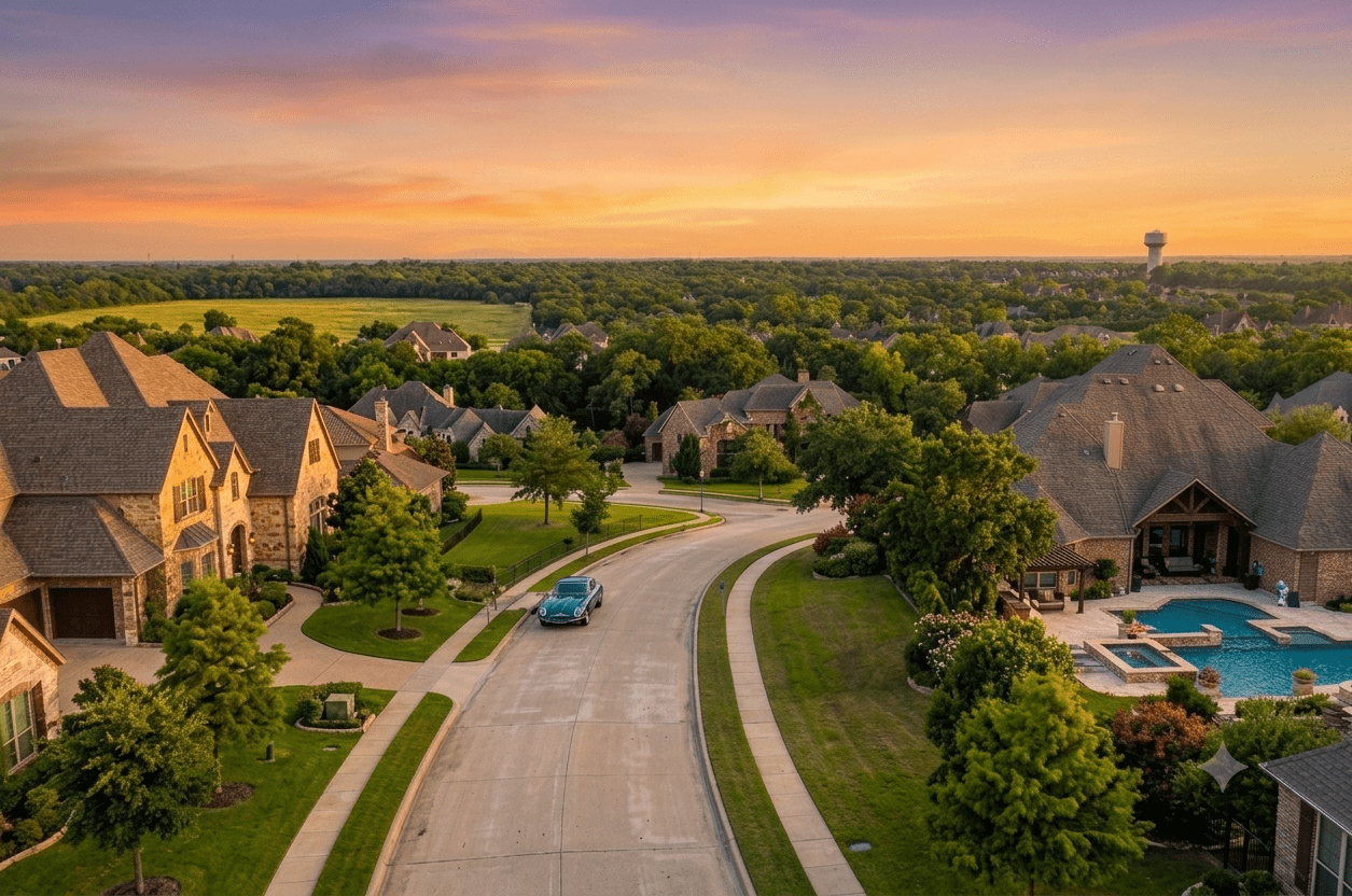 Colleyville, Texas - a wooded estate lot on a quiet street