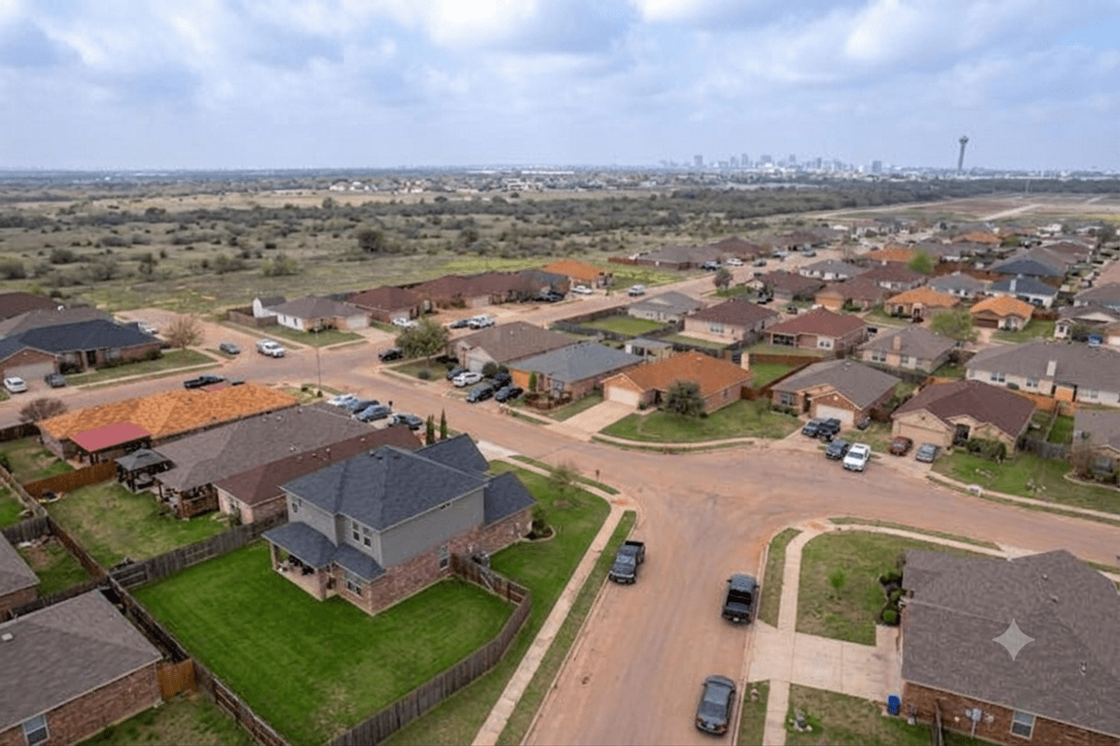 Everman, Texas - a residential street in the small city center