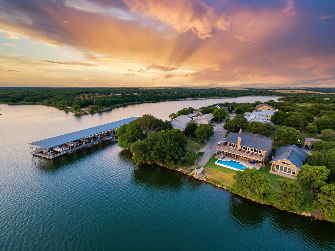 Laguna Park, Texas - lakefront homes along the western shore